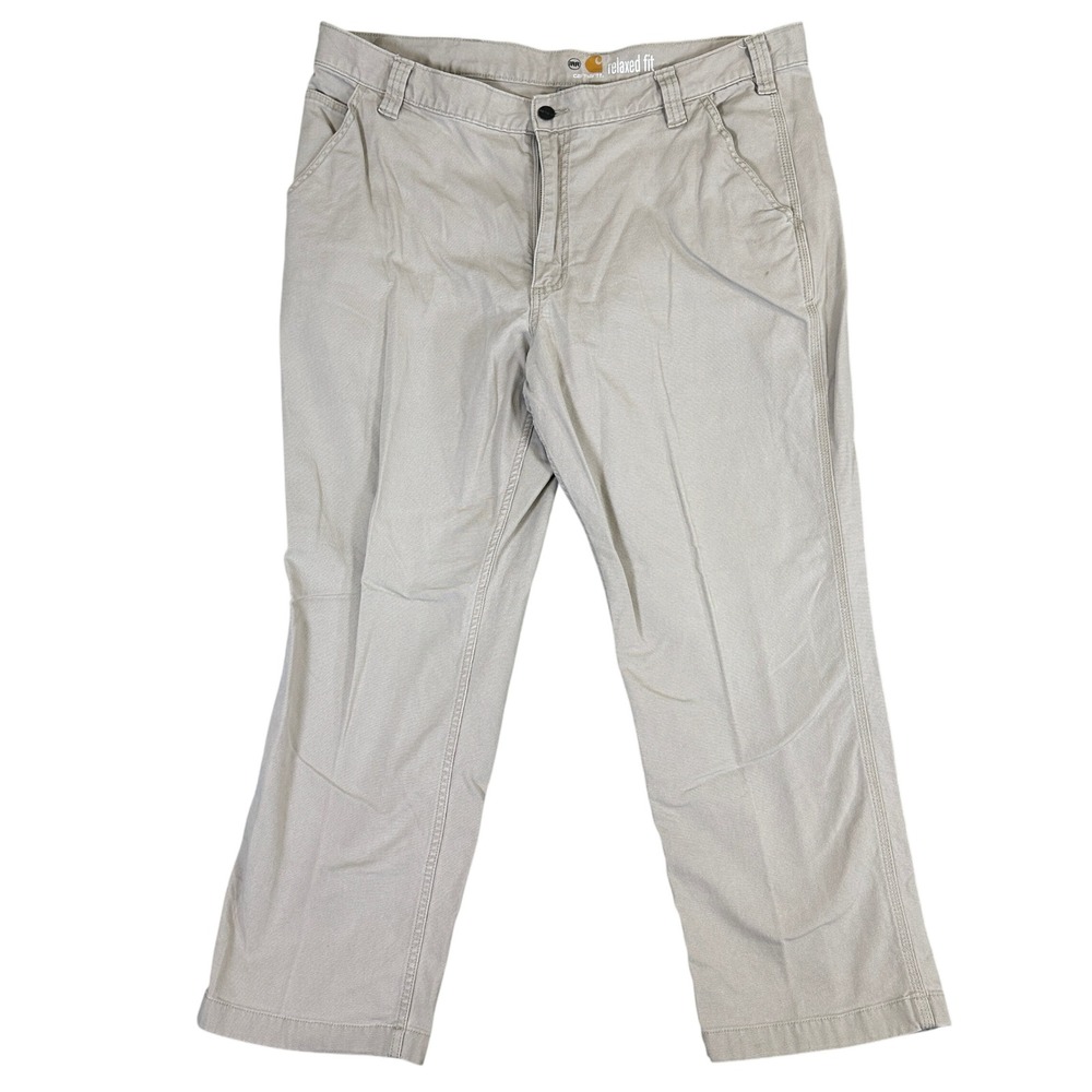 Carhartt Relaxed Fit Khaki Canvas Work Pants Mens 40x26 Tan Straight Leg